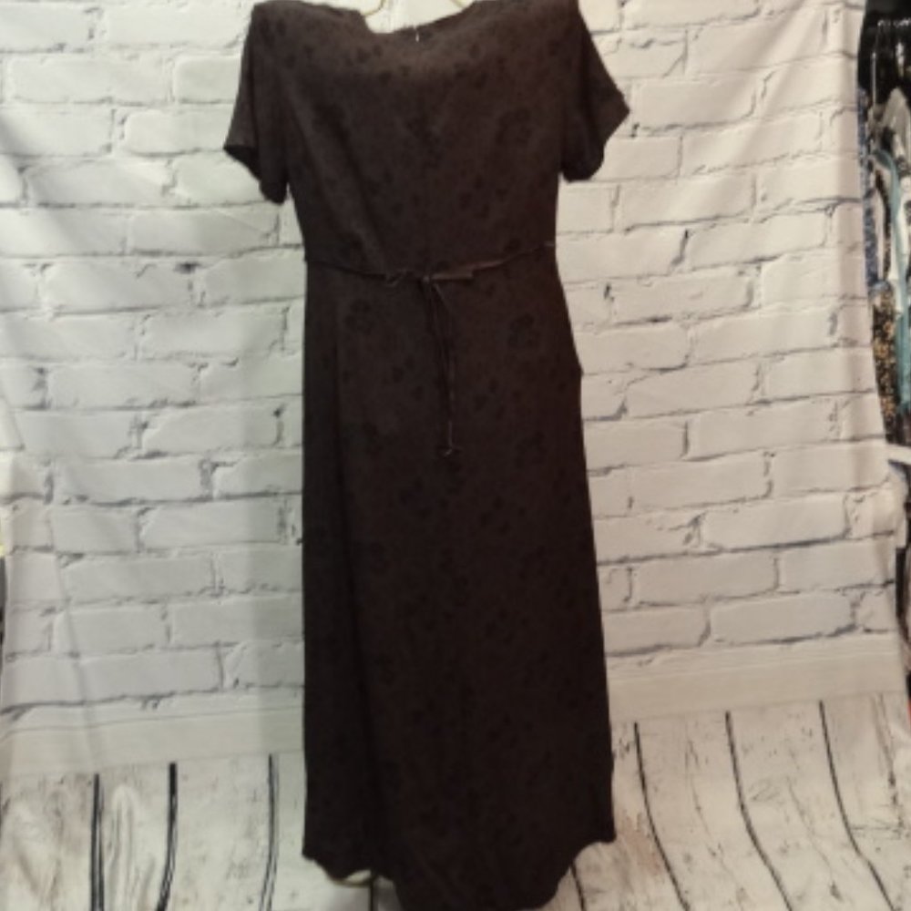 Gap Short Sleeve Maroon w/Black Floral Print Dress - Picture 3 of 5